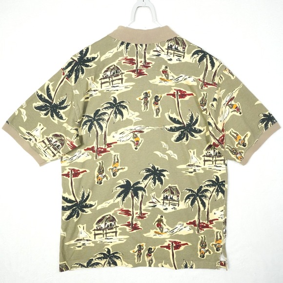 Tommy Bahama Polo Shirt Men's Medium Green Hula Dancer Hawaiian Aloha Palm Tree - Picture 3 of 7